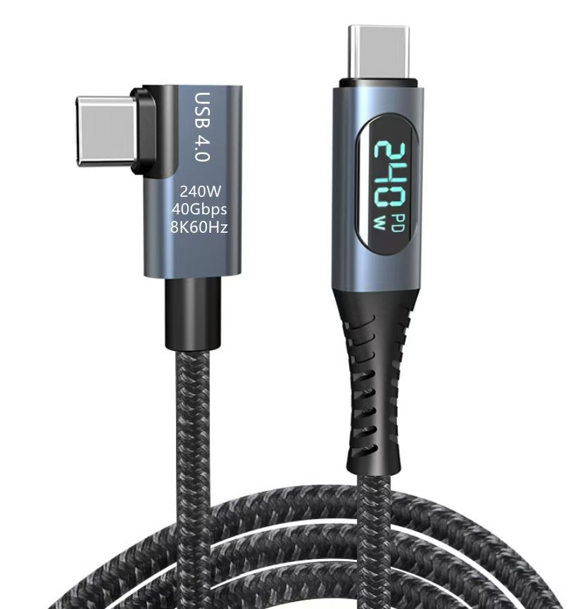 Right Angle 240W USB 4 Cable with Display