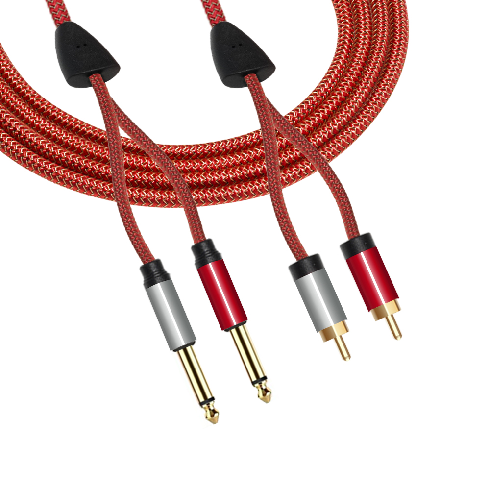 Dual 1/4 TS to Dual RCA Stereo Audio Interconnect Cable