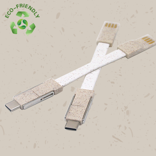 Eco friendly wheat straw 3 IN 1 Magnetic Keychain USB Data Cable